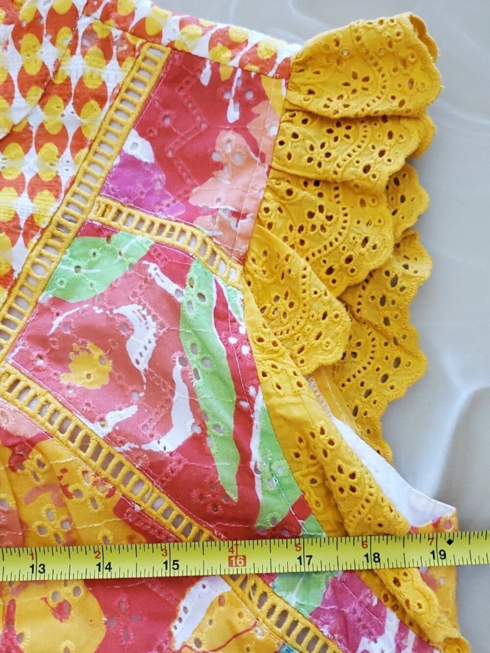 Anthropologie Verb by Pallavi Singhee Eyelet Lace Vibrant Floral Print Blouse M - Picture 10 of 15